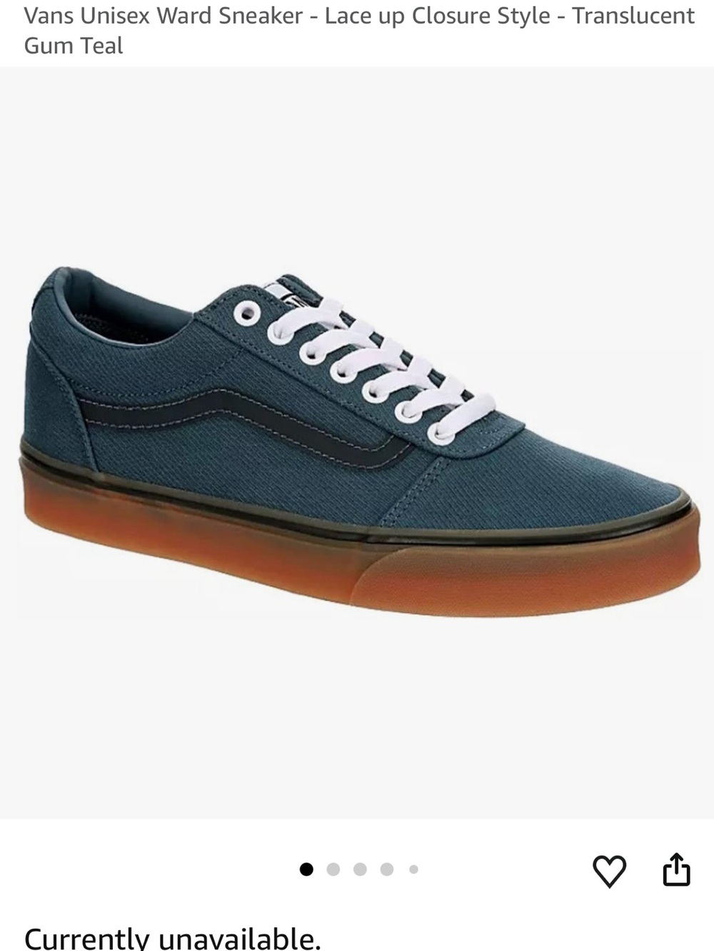 Vans Ward Translucent Gum Teal Canvas Low-Top Sneakers NWT